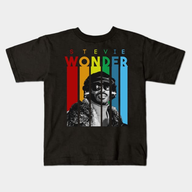 stevie wonder rainbow retro Kids T-Shirt by christinehearst